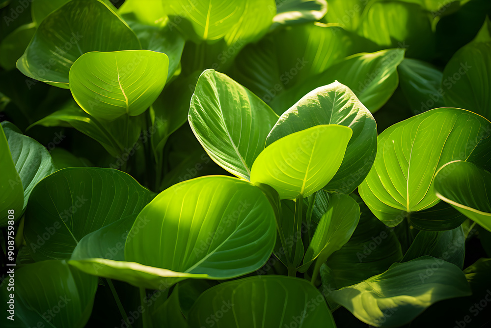 Dew-Kissed Green Foliage Basking in the Sunlight: A Close-Up View of Nature's Majestic Beauty Dew-Kissed Green Foliage Basking in the Sunlight: A Close-Up View of Nature's Majestic Beauty