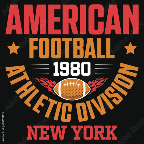American football 1980 athletic division new York rugby tshirt design