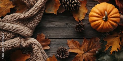 Autumn Warmth: Pumpkin and Knit Scarf photo