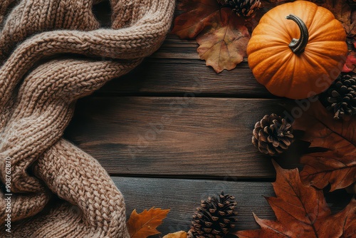 Autumn Warmth: Pumpkin and Knit Scarf photo