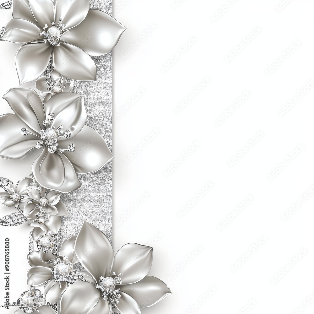 Naklejka premium Elegant Silver and White Wedding Banner With Floral Accents for Celebrations