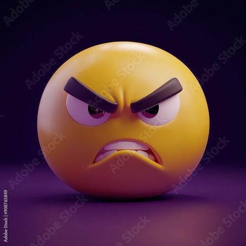 Shiny Emoji on Purple Background, smile photo