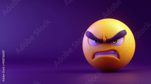 Shiny Emoji on Purple Background, smile photo