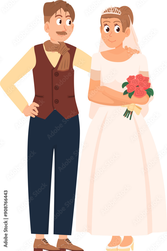 Bride and groom character. Happy wedding. Loving couple Bride and groom character. Happy wedding. Loving couple