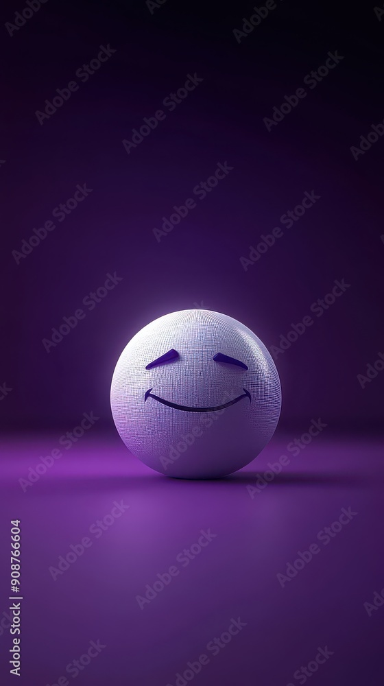Shiny Emoji on Purple Background, smile Shiny Emoji on Purple Background, smile