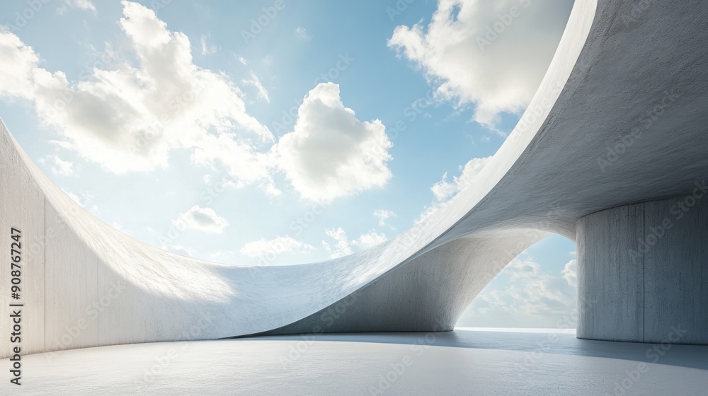 Futuristic architecture of large and curved structures Futuristic architecture of large and curved structures