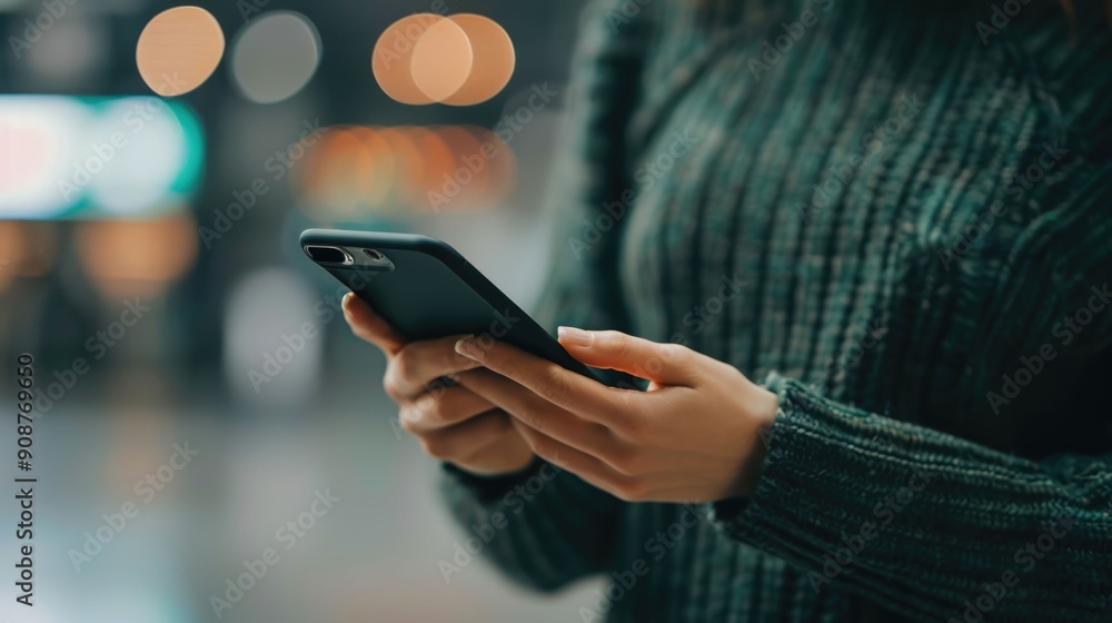 Close up shot of a person s hand holding a mobile phone or smartphone with a blurred background showcasing the use of a mobile wallet and secure digital payment transactions Close up shot of a person s hand holding a mobile phone or smartphone with a blurred background showcasing the use of a mobile wallet and secure digital payment transactions
