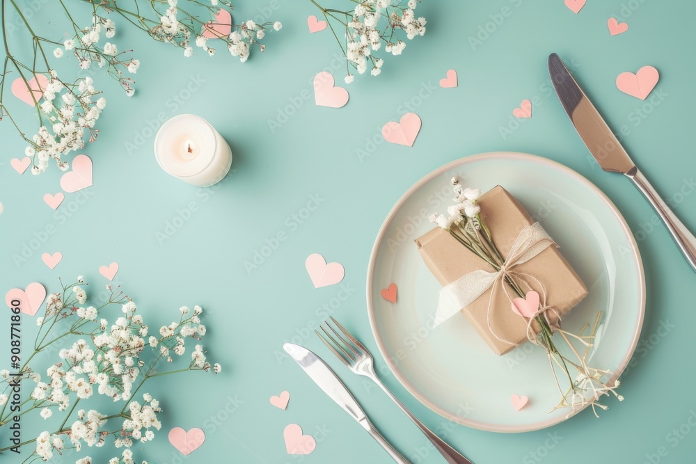 Serving Dish. Stylish Mother's Day Table Setting with Crockery, Cutlery, and Blooms for Cafe Advert Atmosphere Serving Dish. Stylish Mother's Day Table Setting with Crockery, Cutlery, and Blooms for Cafe Advert Atmosphere