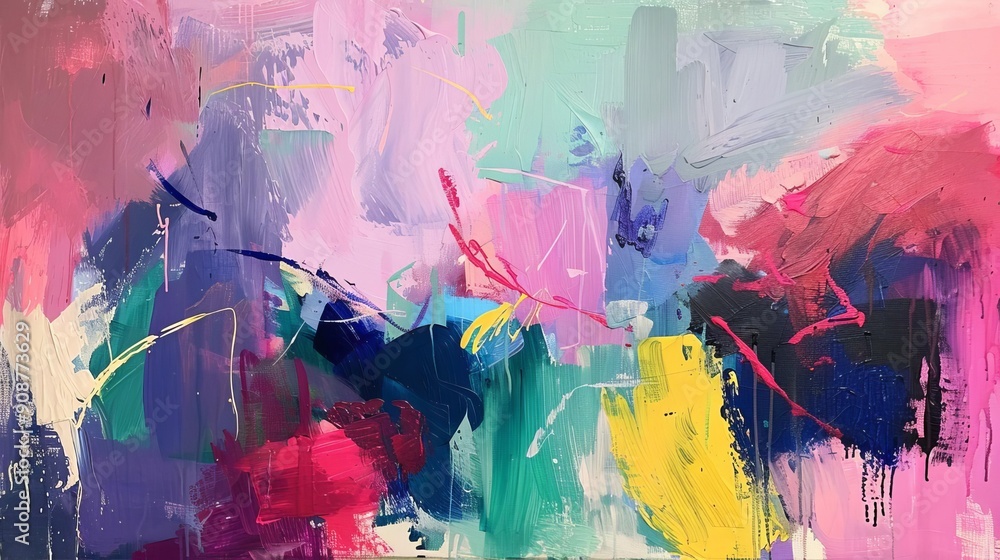 A vibrant abstract painting featuring a blend of colorful brush strokes and textures, evoking creativity and emotion. A vibrant abstract painting featuring a blend of colorful brush strokes and textures, evoking creativity and emotion.