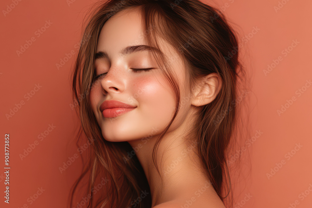A close up of a girl's face with her eyes closed A close up of a girl's face with her eyes closed