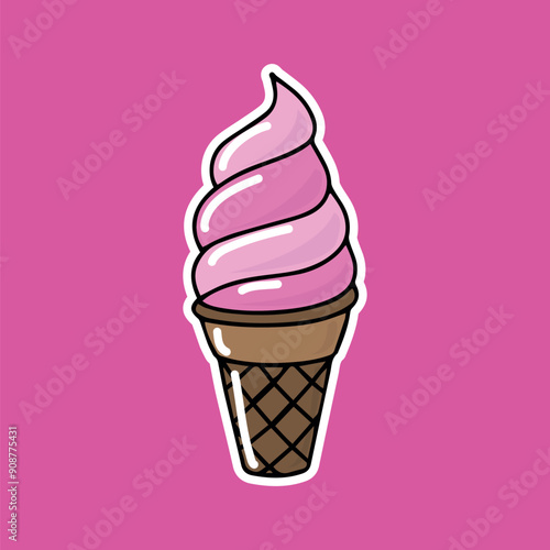 bright juicy illustration ice cream 2d in cartoon style on a colorful bright background
