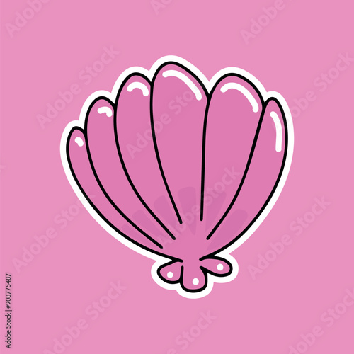 bright juicy illustration shell 2d in cartoon style on a colorful bright background