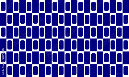 Blue round Square block arrange in square cross grid checkerboard seamless Pattern design for fabric printing, vintage patter