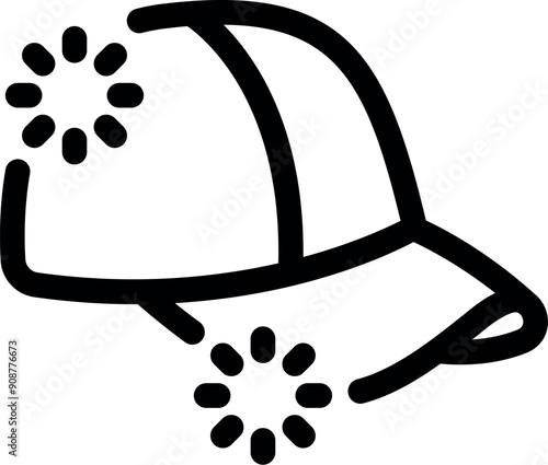 Black and white icon of a baseball cap flashing showing a delivery service is available