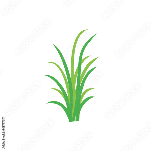 Wallpaper Mural Green spring grass. Isolated on white background. Vector illustration. Torontodigital.ca