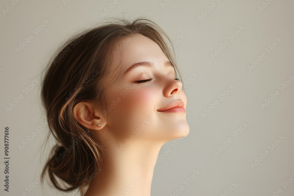 A close up of a girl's face with her eyes closed A close up of a girl's face with her eyes closed
