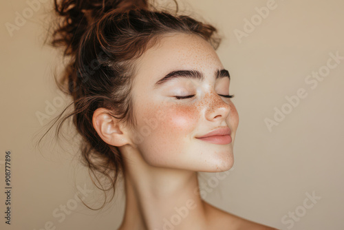 Wallpaper Mural A close up of a girl's face with her eyes closed Torontodigital.ca