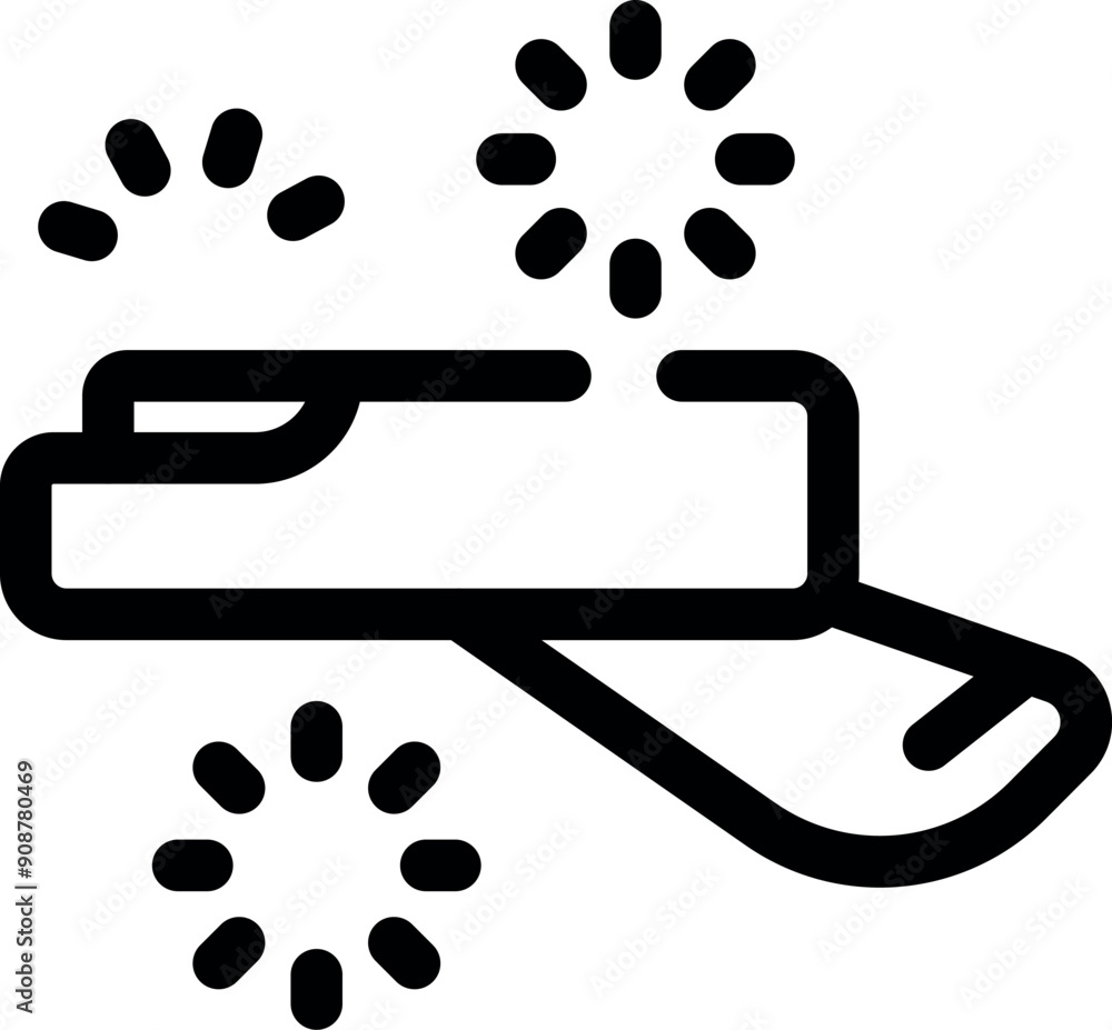 Outline icon of a military plane flying and shooting flares Outline icon of a military plane flying and shooting flares
