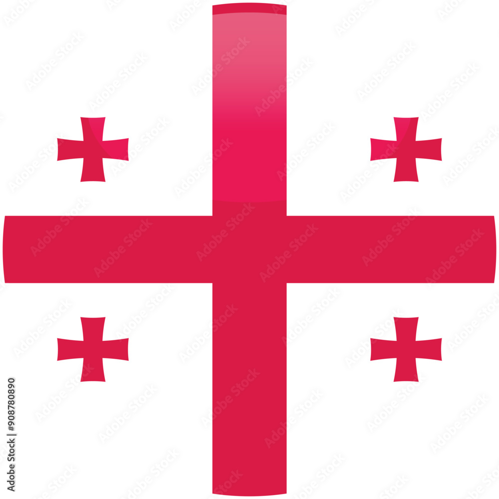 Georgia flag vector icon. Glossy round icon with flag of the Georgia on white background Georgia flag vector icon. Glossy round icon with flag of the Georgia on white background