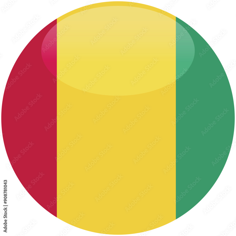 Fototapeta premium Guinea flag vector icon. Glossy round icon with flag of the Guinea on white background