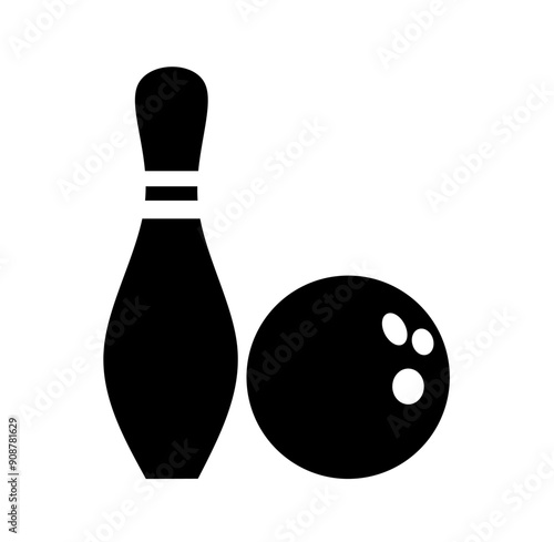 vector bowling ball and pins on white background. bowling icon