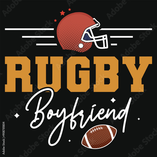 Rugby boyfriend typography tshirt design