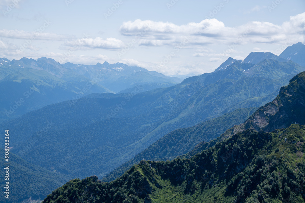 View of rocky mountains and forest on a sunny summer day View of rocky mountains and forest on a sunny summer day