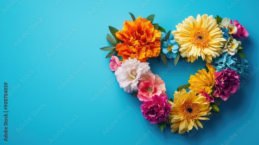 Fototapeta premium top view of heart-shaped flowers. Selective focus