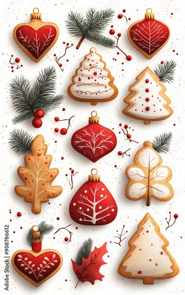 Festive gingerbread cookies with holiday designs, perfect for Christmas celebrations and seasonal decorations.