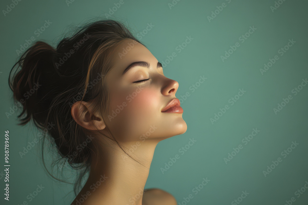 A close up of a girl's face with her eyes closed A close up of a girl's face with her eyes closed