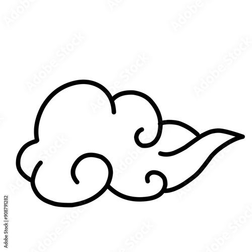 oriental style cloud doodle element vector illustration