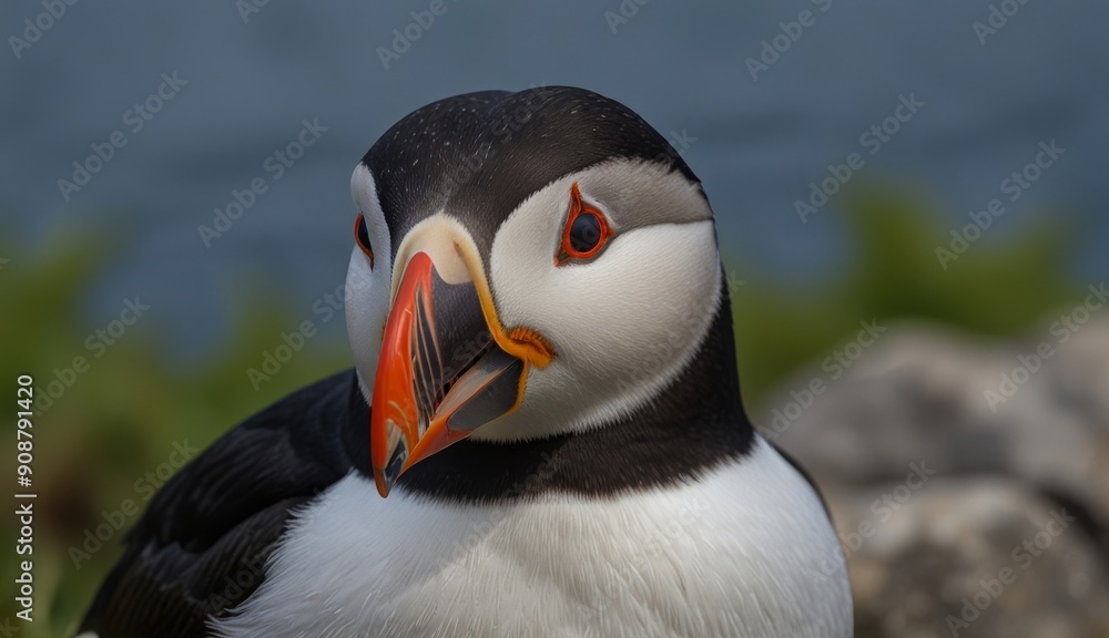 Naklejka premium Colorful Puffin in Natural Habitat