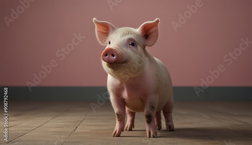 Playful Piglet in a Studio Setting