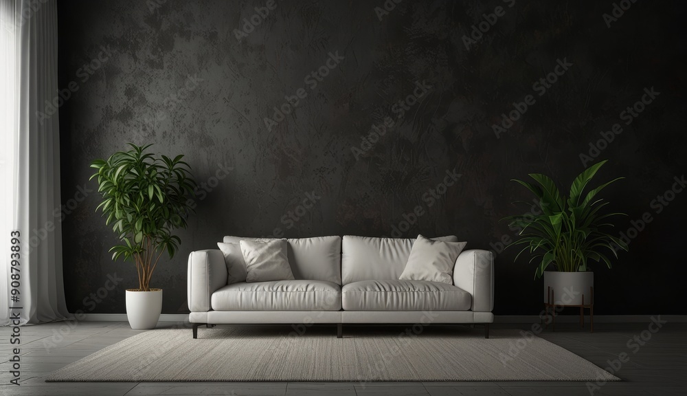 Modern Living Room with Plants Modern Living Room with Plants