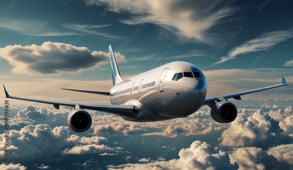 Fototapeta premium Sleek Airliner Above Clouds