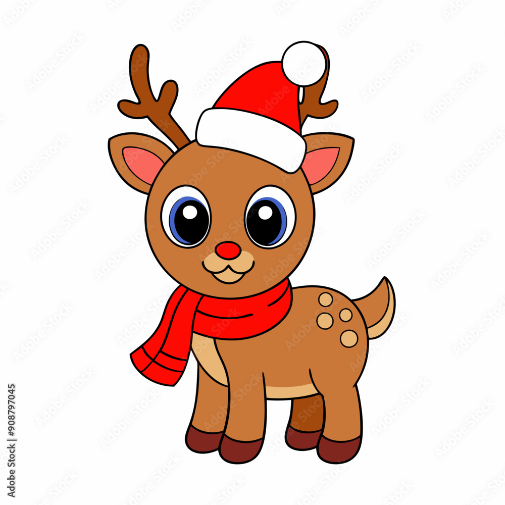 Funny Christmas Baby Reindeer art vector illustration Funny Christmas Baby Reindeer art vector illustration