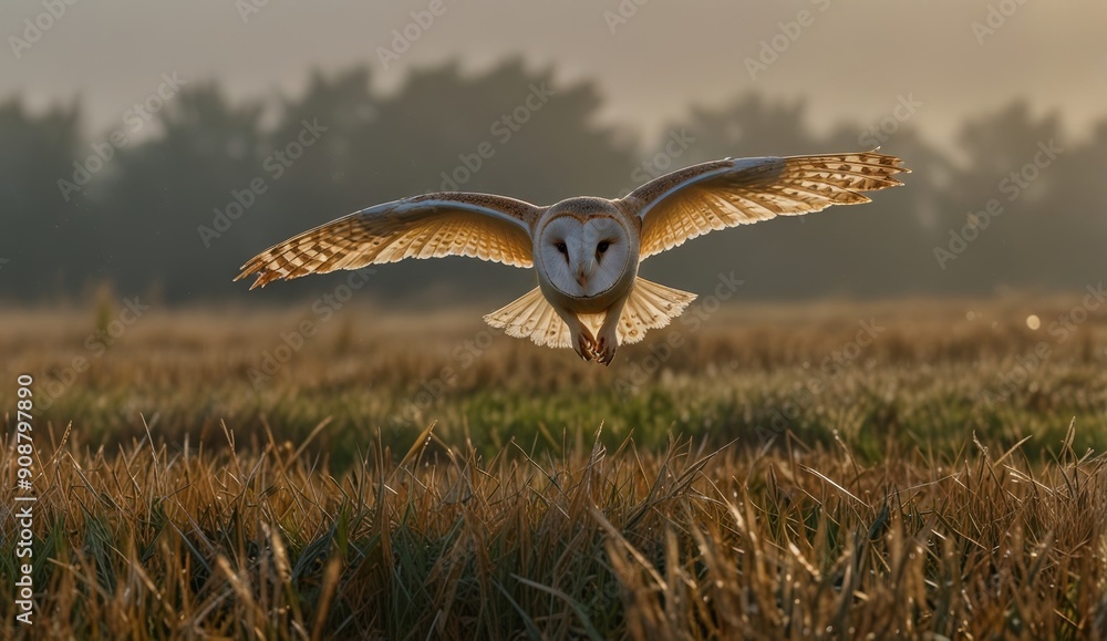 Fototapeta premium Majestic Barn Owl in Flight