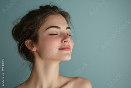 Wallpaper Mural A close up of a girl's face with her eyes closed Torontodigital.ca