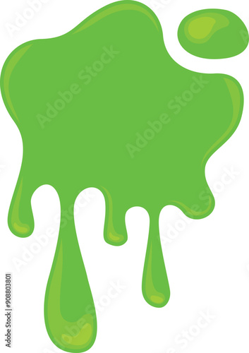 Dripping green slime. Cartoon toxic blob stain