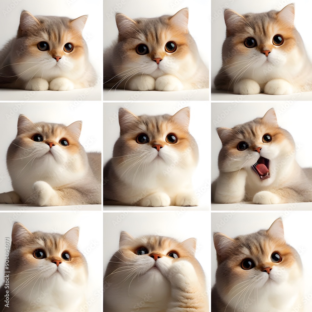 Nine Adorable British Shorthair Cats in a Collage Nine Adorable British Shorthair Cats in a Collage