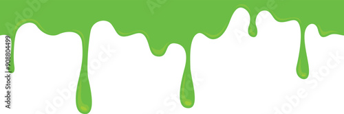 Green paint drops. Creative slime cartoon border
