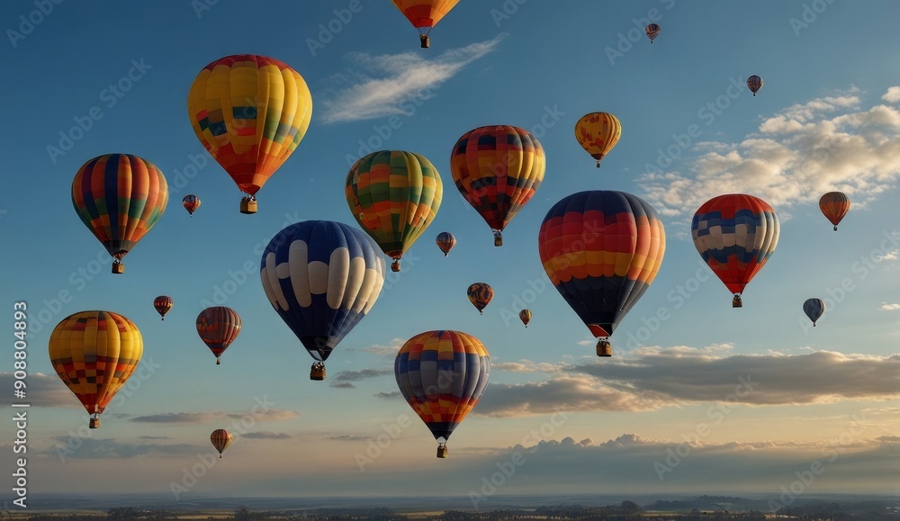 Obraz premium Colorful Hot Air Balloons in Sky