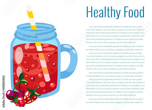 Berry smoothie vector illustration. Healthy eating.