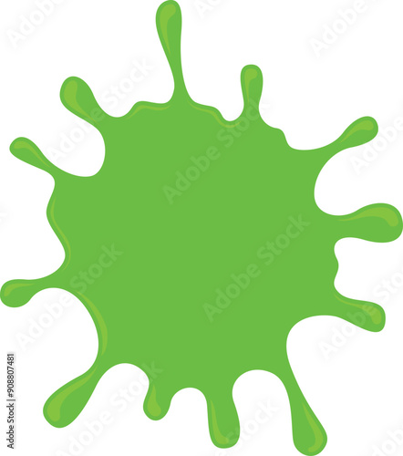 Green spill. Creative slime splash. Cartoon jelly