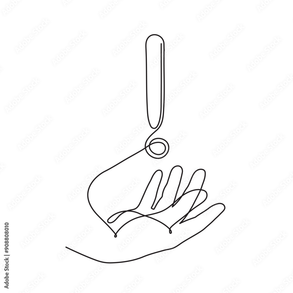 Hand holds exclamation mark one line art,hand drawn admiration sign,idea continuous contour.Query attention concept, finding answer.Minimalistic art drawing.Isolated.Editable stroke. Hand holds exclamation mark one line art,hand drawn admiration sign,idea continuous contour.Query attention concept, finding answer.Minimalistic art drawing.Isolated.Editable stroke.