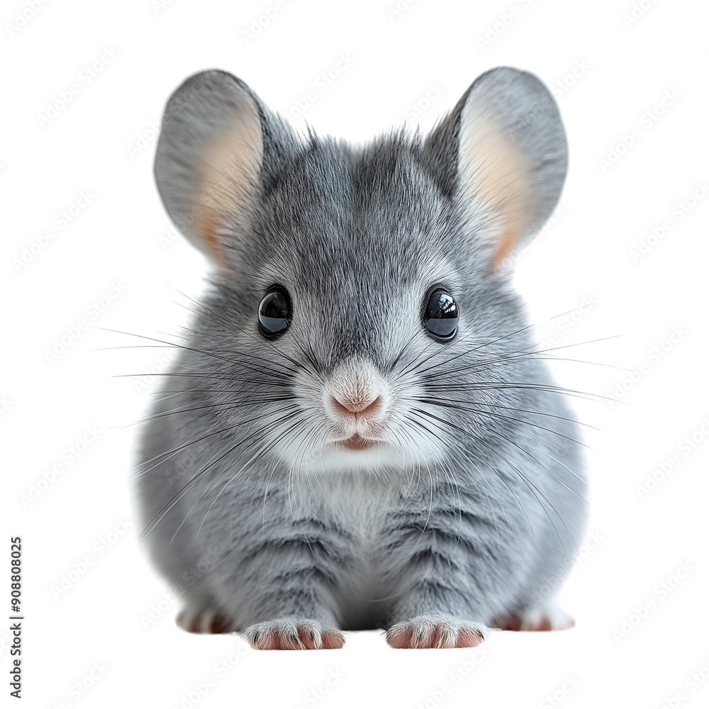 Adorable gray chinchilla showcasing soft fur and big eyes, perfect for pet lovers and animal photography enthusiasts. isolate on white background Adorable gray chinchilla showcasing soft fur and big eyes, perfect for pet lovers and animal photography enthusiasts. isolate on white background