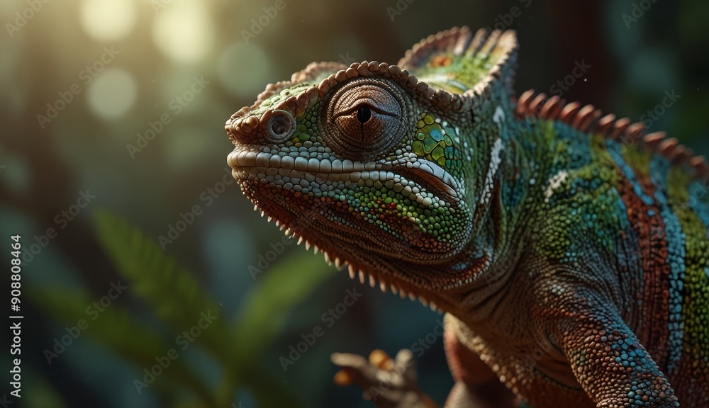 Colorful Chameleon in Natural Habitat Colorful Chameleon in Natural Habitat