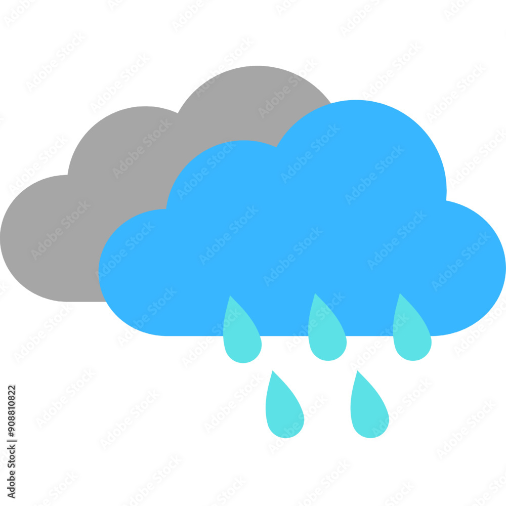 Simple Cloud with Rain Drops Illustration Simple Cloud with Rain Drops Illustration