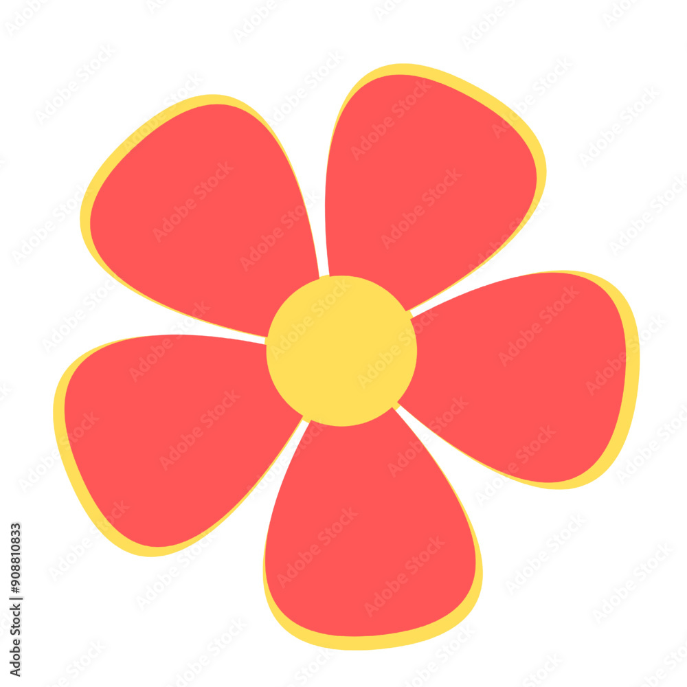 Simple Red and Yellow Cartoon Flower Simple Red and Yellow Cartoon Flower