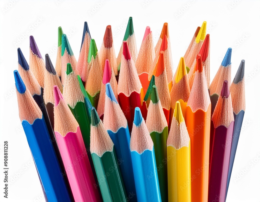 Colorful School Pencils Isolated on White Background, Clipping Path, Full Depth of Field Colorful School Pencils Isolated on White Background, Clipping Path, Full Depth of Field